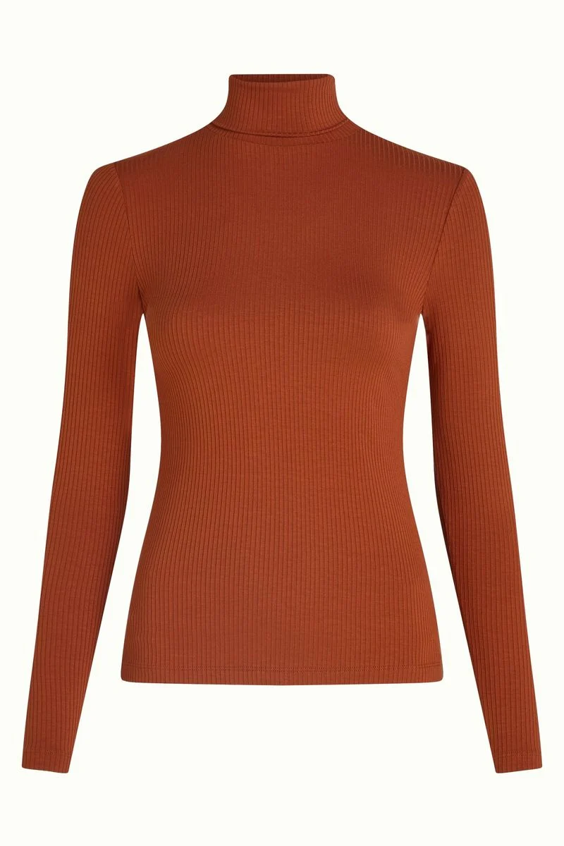 King Louie rollneck top uni rib Spicy Brown