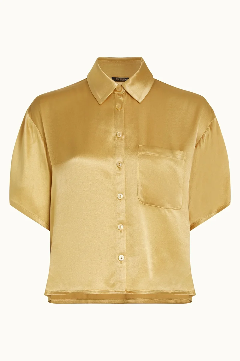 King Louie Evelina Crop Blouse Star Satin champagne