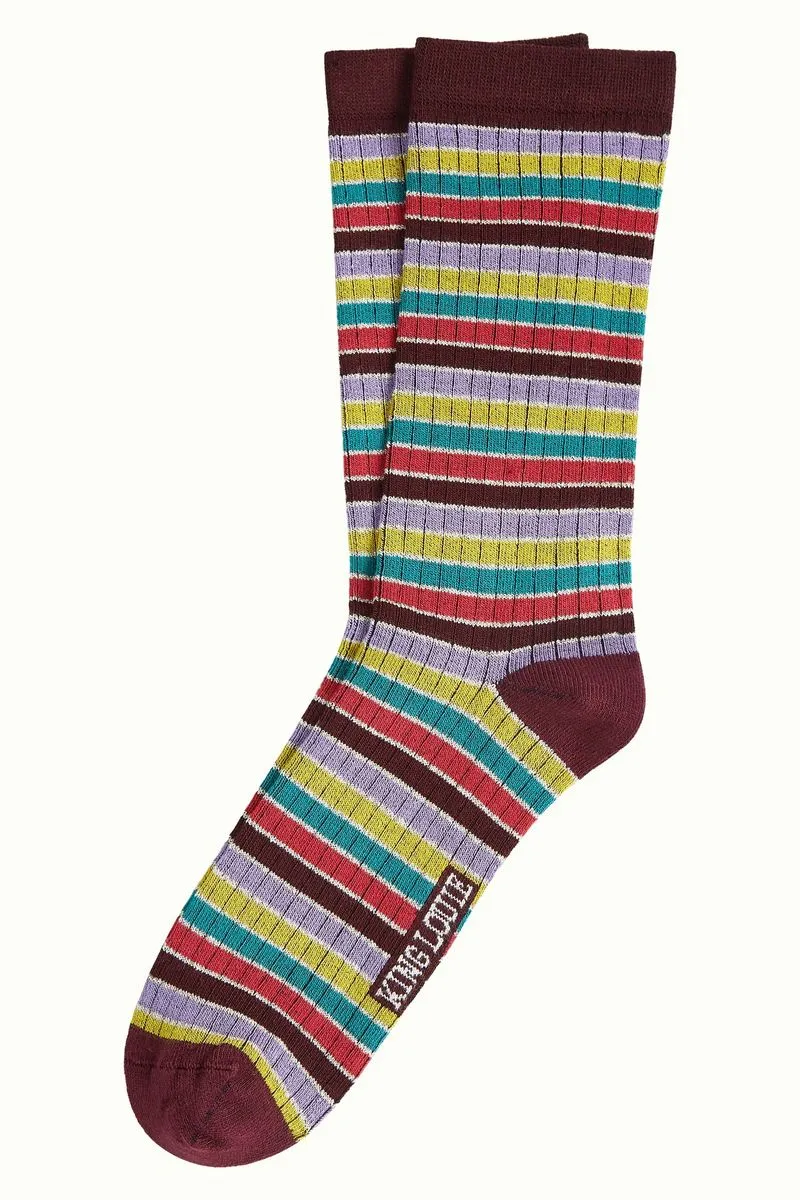 King Louie Socks Rib Stripe Porto Red