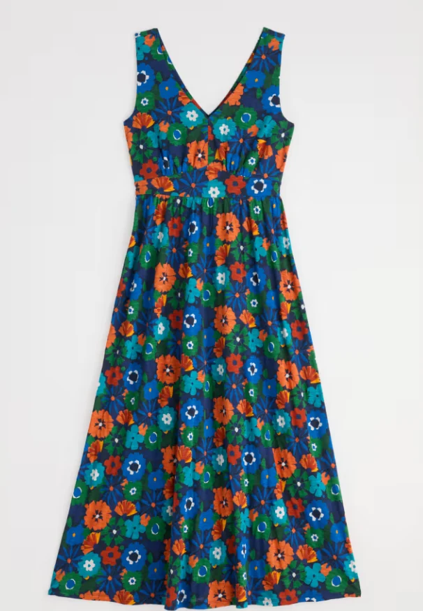 Seasalt Cornwall polmanter dress regular screenprint floral maritime