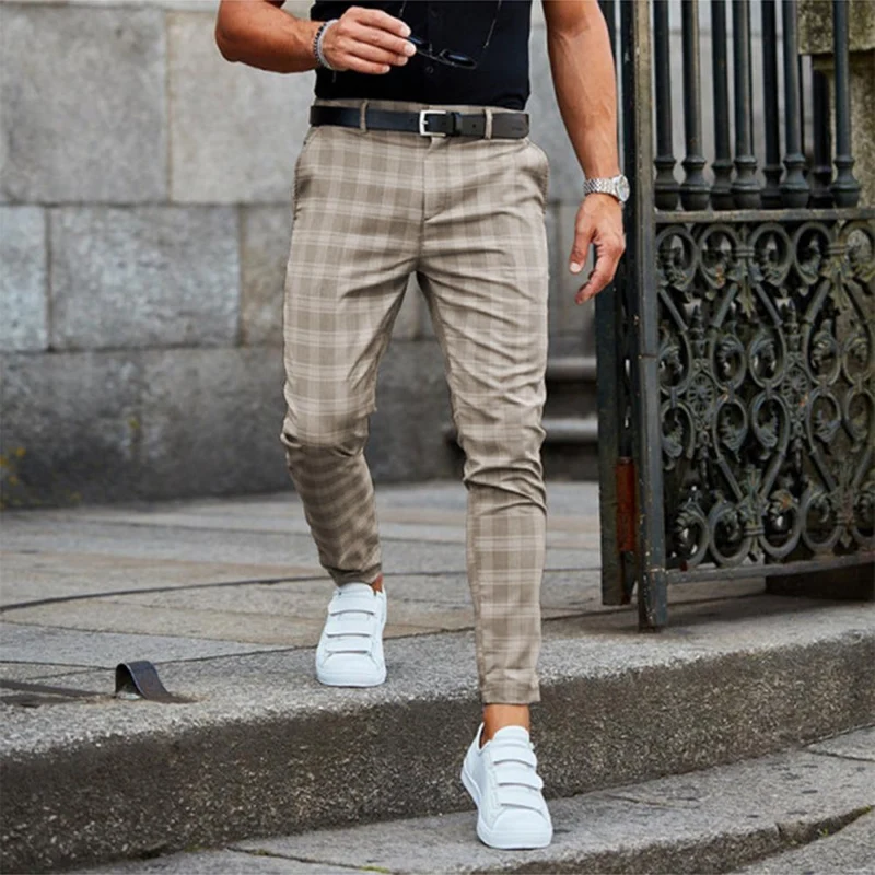 Chris Casual Chino – Slim Fit Broek met Ruitenpatroon