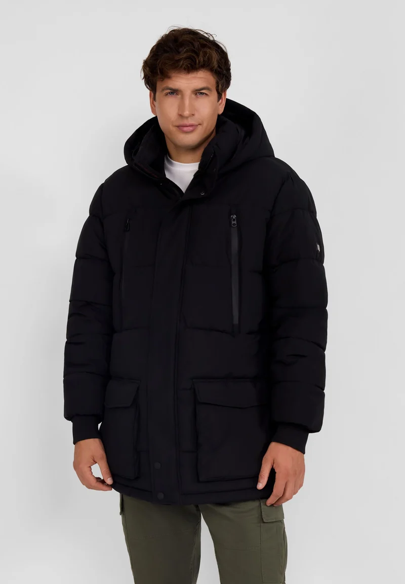 Men's padded parka in black