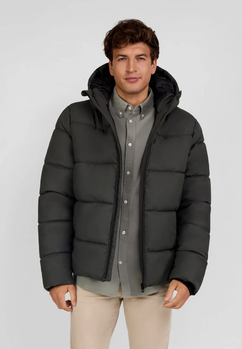 Men's puffer jacket in dark khaki