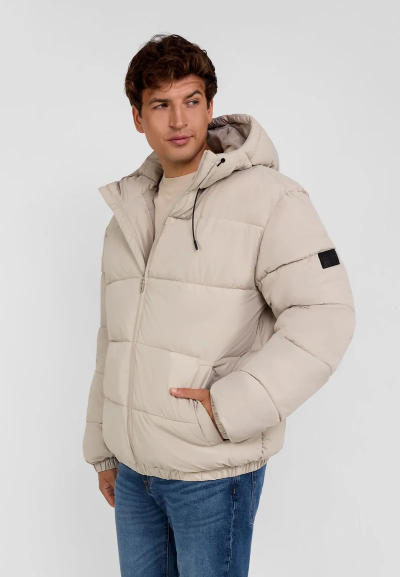 Men's puffer jacket in light beige