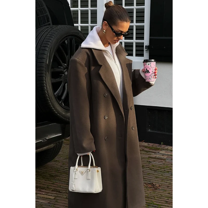 Elena Oversized Mantel Dames – Lange Wolmix Jas