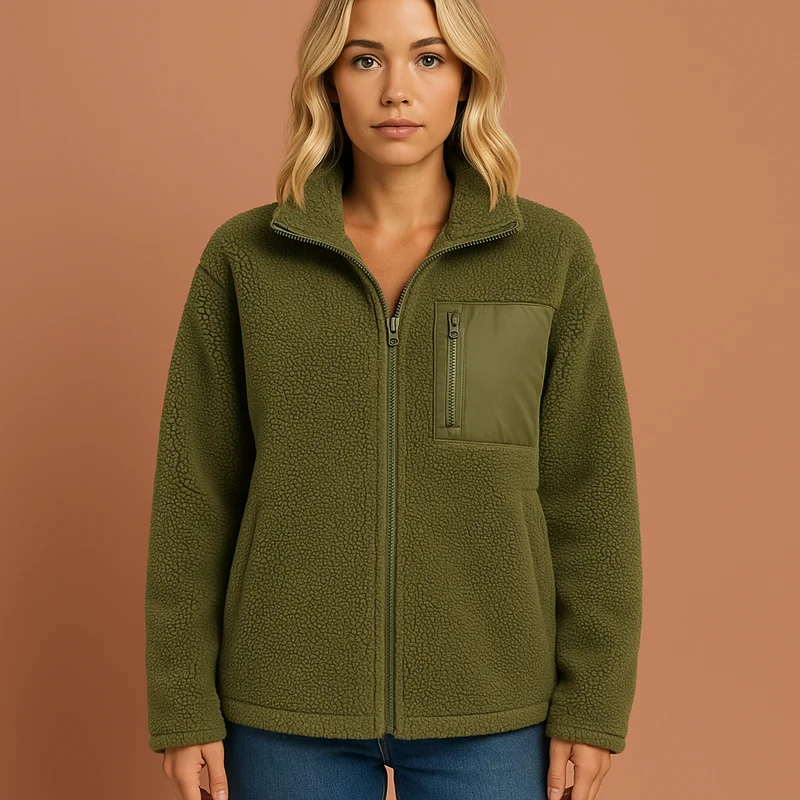 Dames Warme Teddy Fleece Jas met Rits