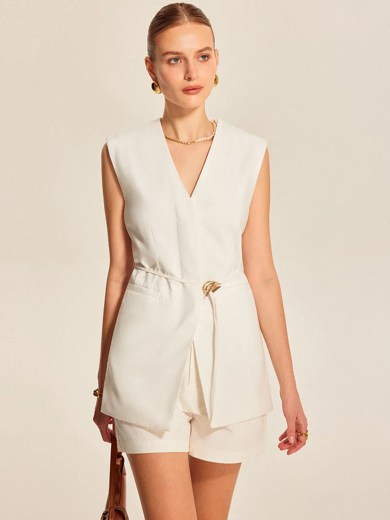 Nasira | Mouwloos Vest met Ceintuur voor Dames