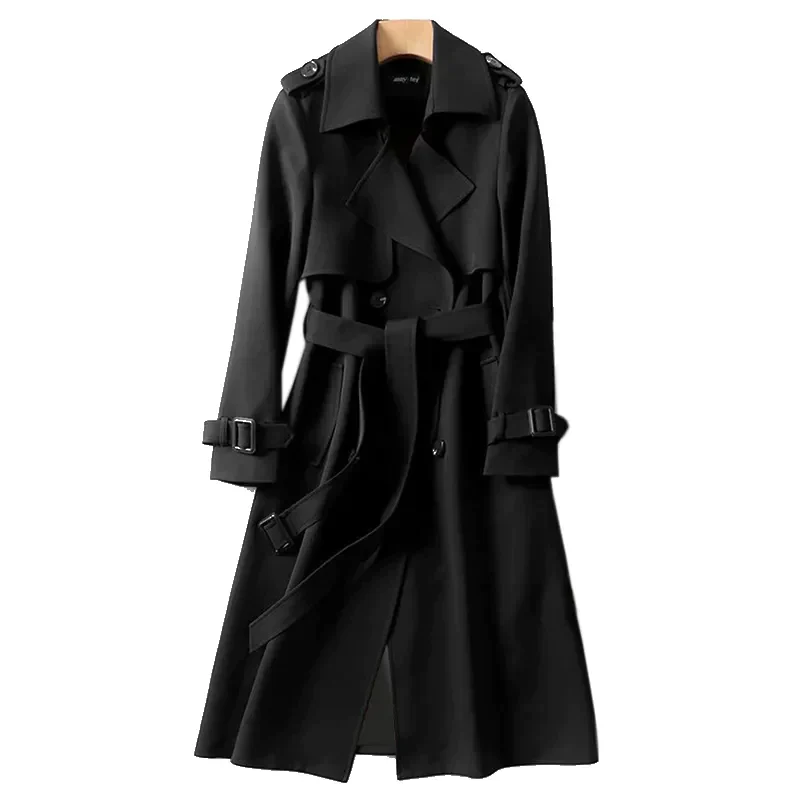 Linde | Lange Trenchcoat met Dubbele Knopen