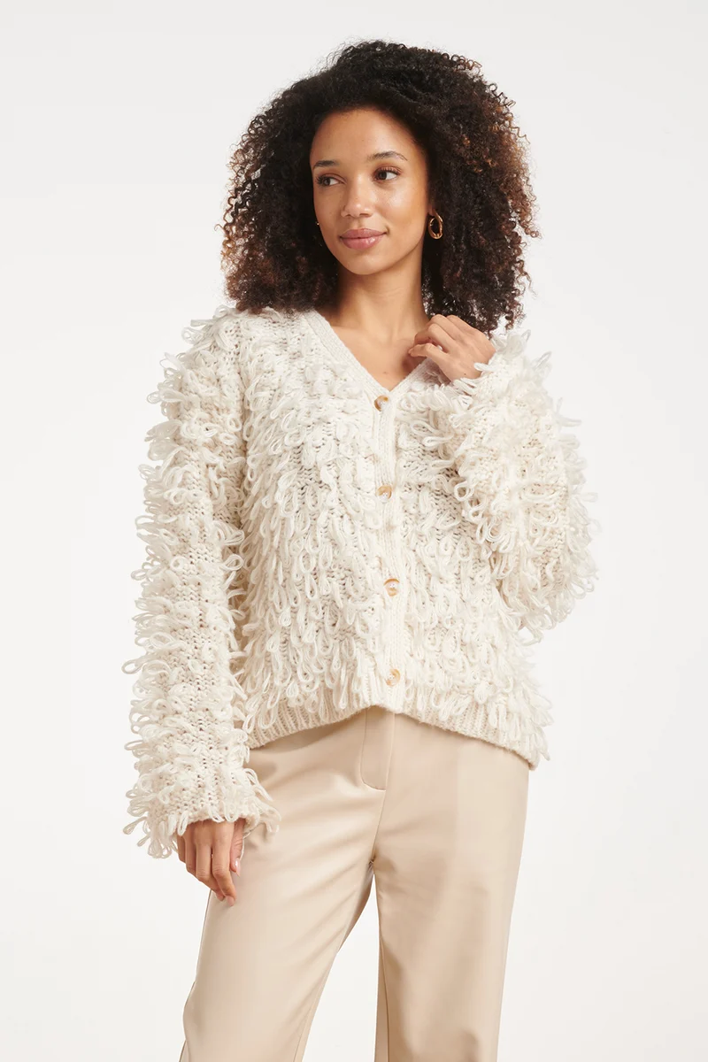 Fluffy Vest Met Lusstructuur | Off White