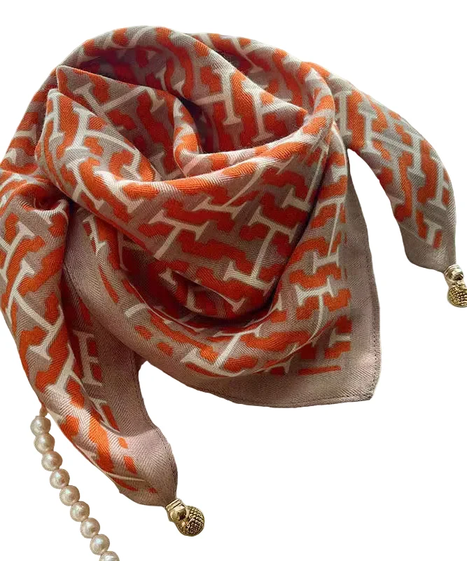 Unisex Sjaal Met Modieuze Oranje Print
