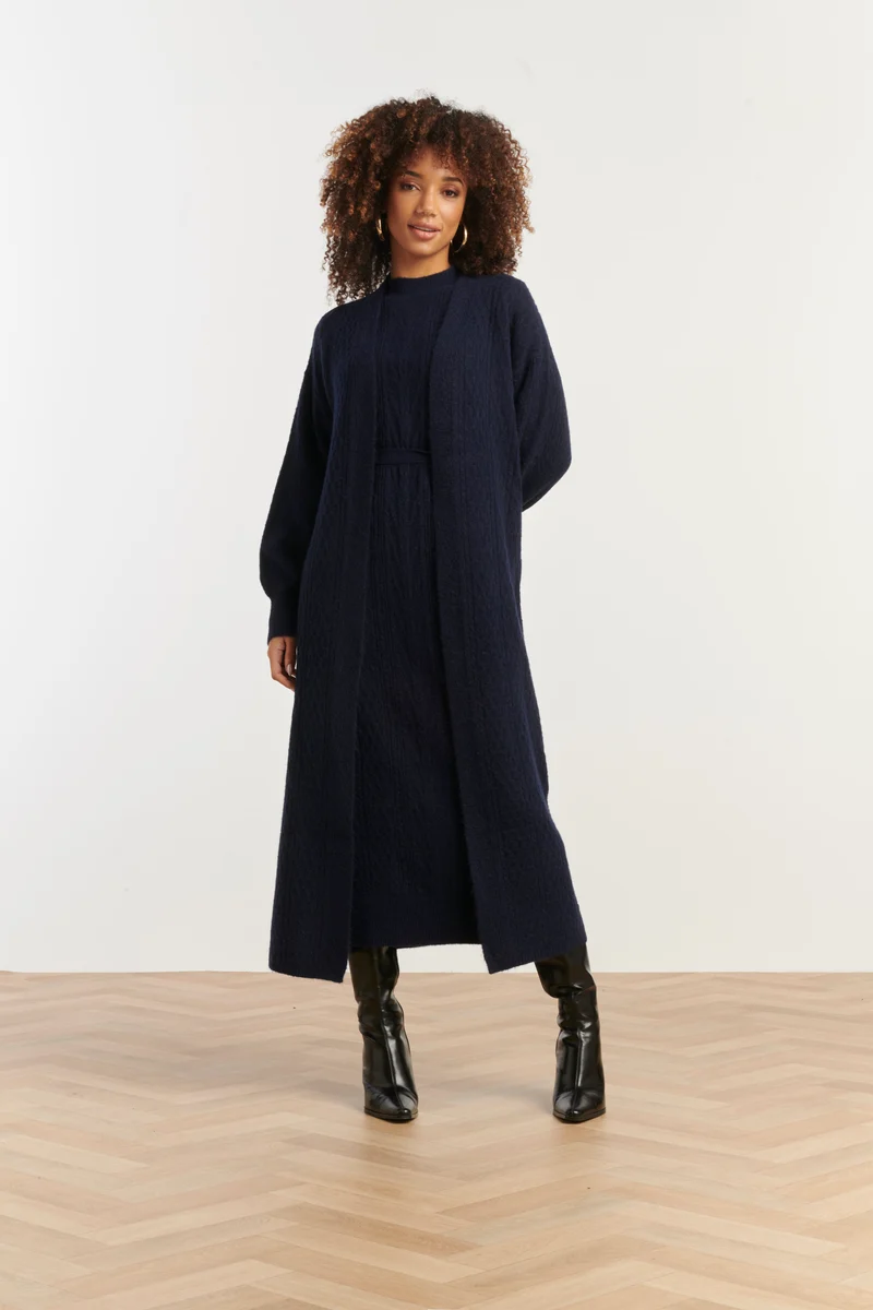 25509 Dameslange Gebreide Vest | Navy
