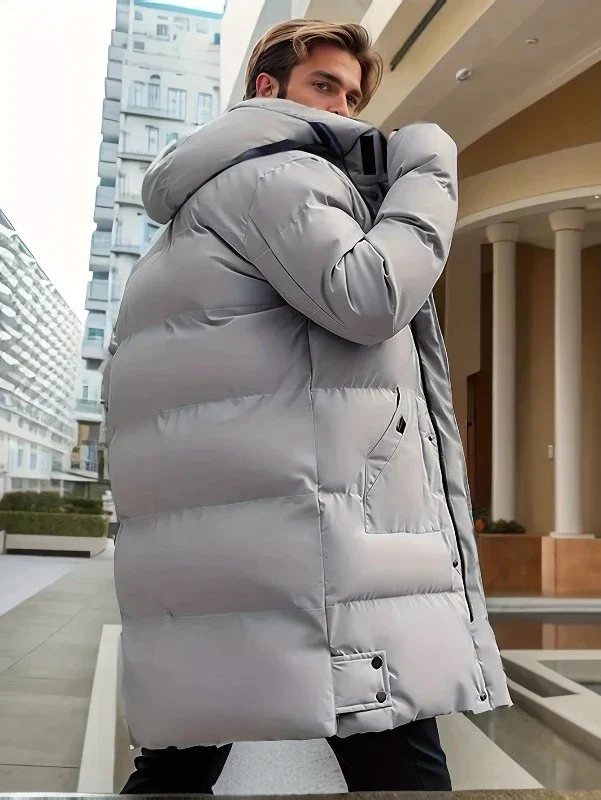 Heren Lange Dikke Winterjas – Warm & Stijlvol