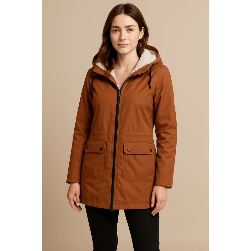 Amaya Waterproof Trenchcoat – Damesjas met Fleecevoering en Capuchon