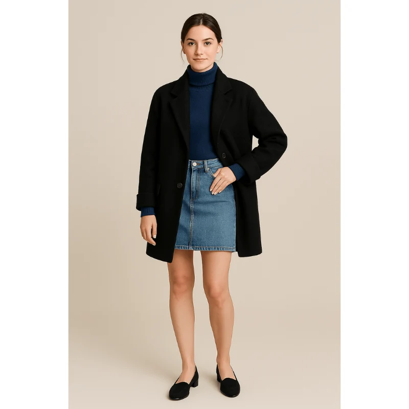 Mara Wool Blend Coat – Elegante Damesmantel met Knoopsluiting en Zakken