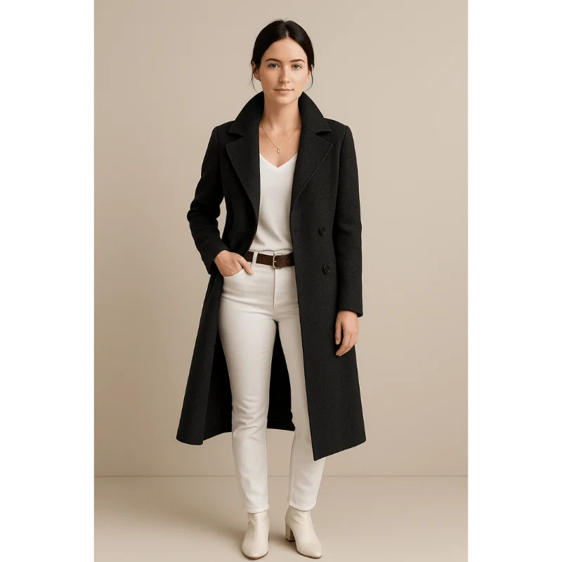 Noelle Fleece Trenchcoat – Middellange Damesjas met Reverskraag