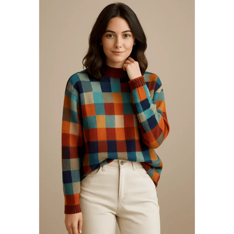 Aria High Collar Knit Pullover – Warme Gebreide Damestrui met Hoge Kraag