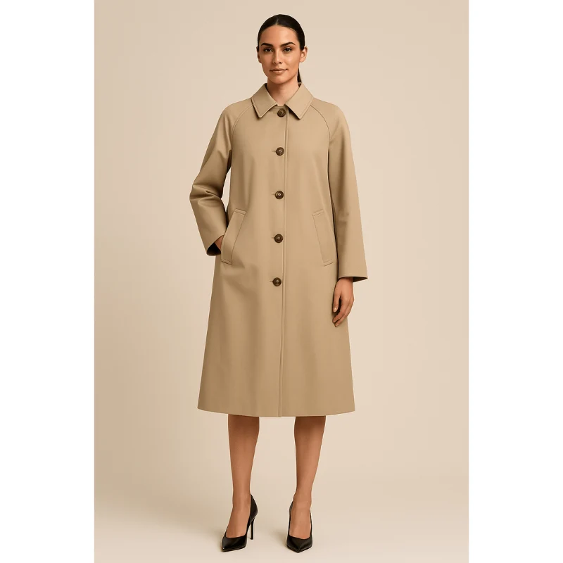 Serena Long Trenchcoat – Damesjas met Geruite Voering