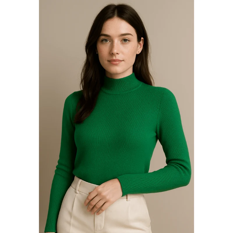 Livia Rib Knit Half Turtleneck – Slim Fit Gebreide Damestrui