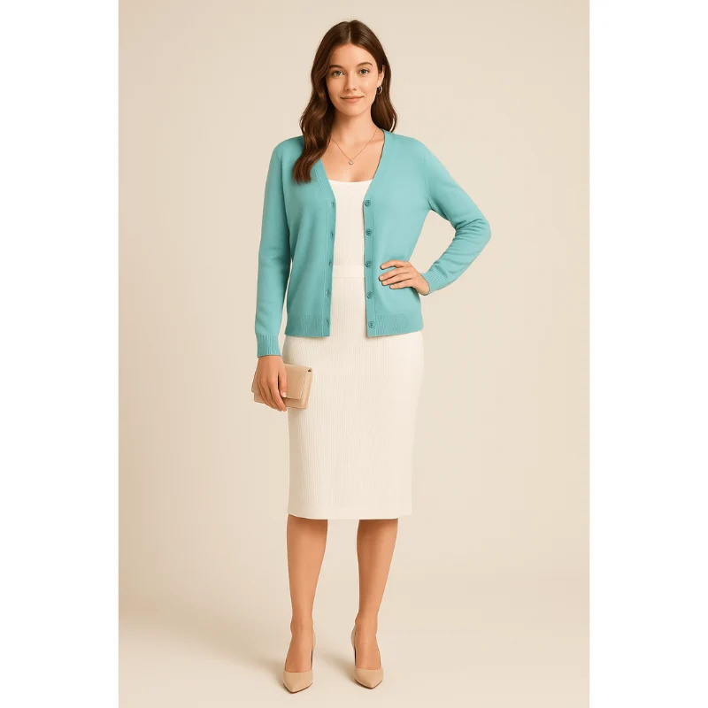 Luna Luxe Katoenen V-Hals Cardigan – Dames Vest van 100% Ademend Katoen