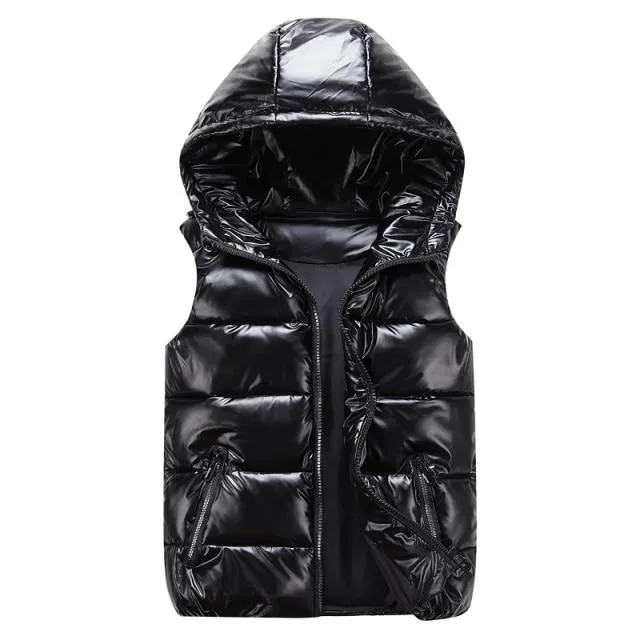 Elegante unisex gewatteerde vest met capuchon