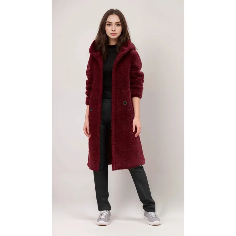 Lange Teddy Coat Dames – Warme Zachte Winterjas