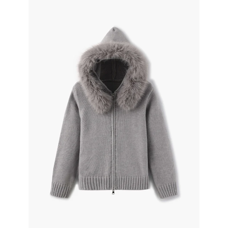 Gebreid Dames Vest met Capuchon en Ritssluiting