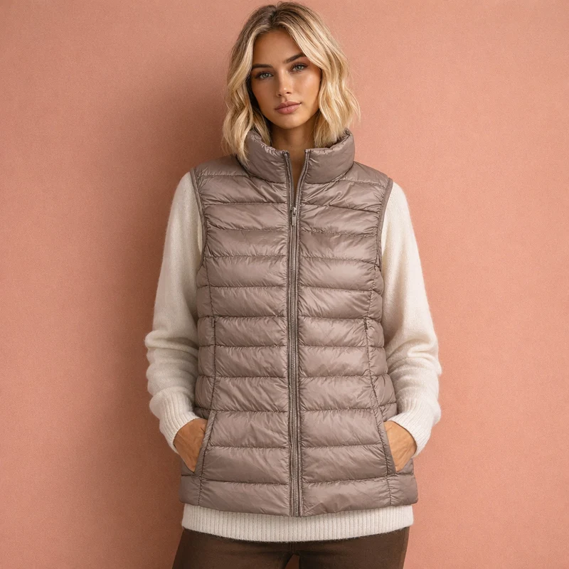 Dames Warme Mouwloze Winterbodywarmer met Ritssluiting
