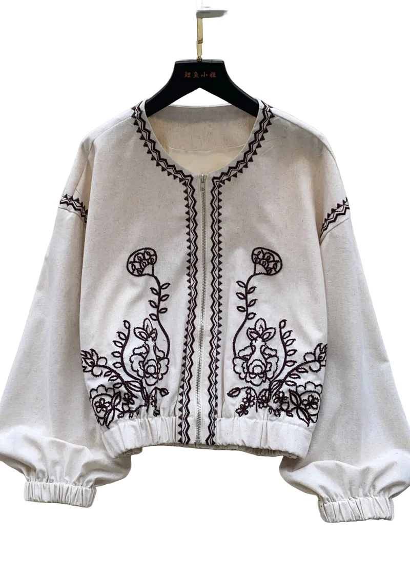 Dames Oversized Jas met Ritssluiting en Borduursel