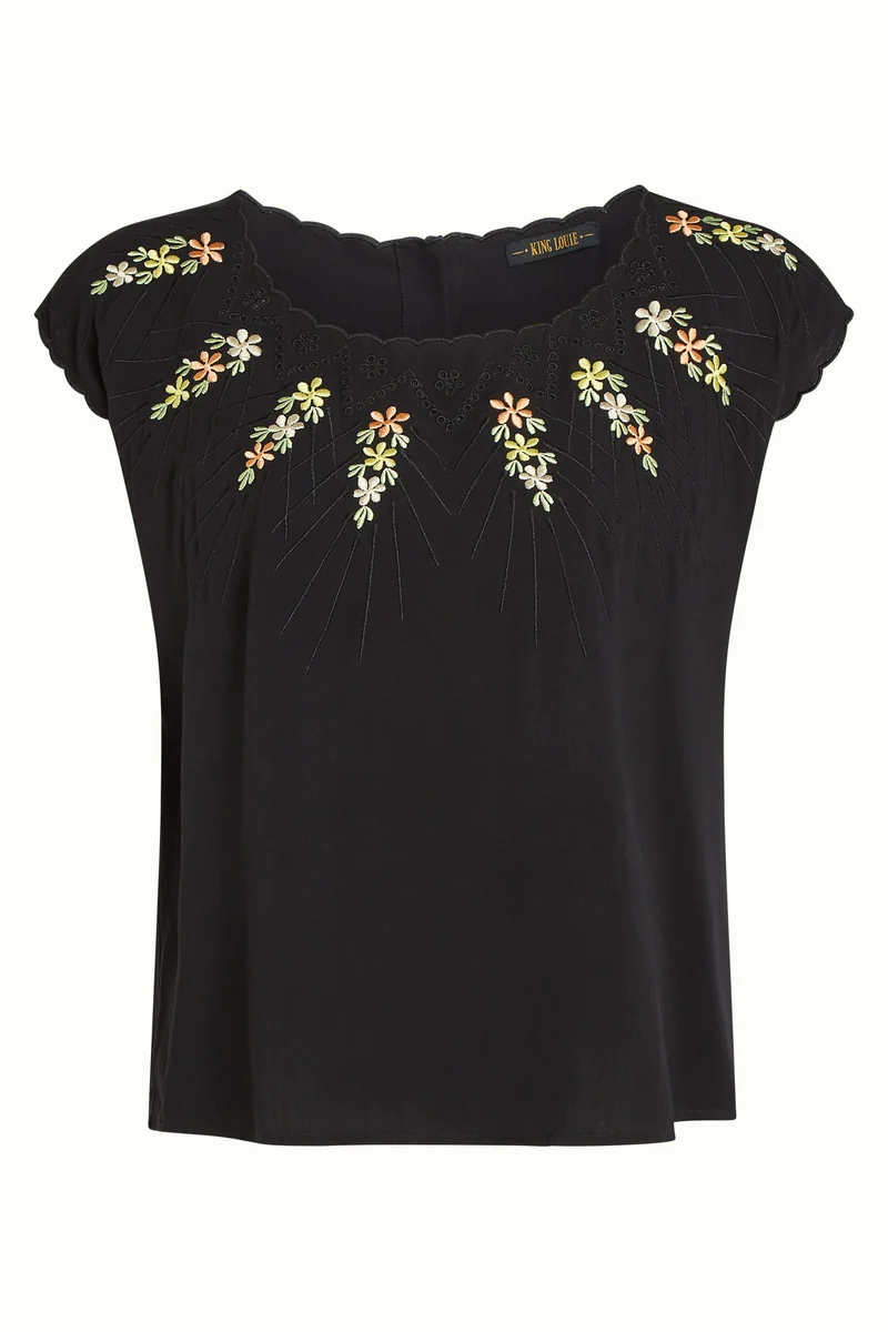 King Louie betty top dolce embroidery black