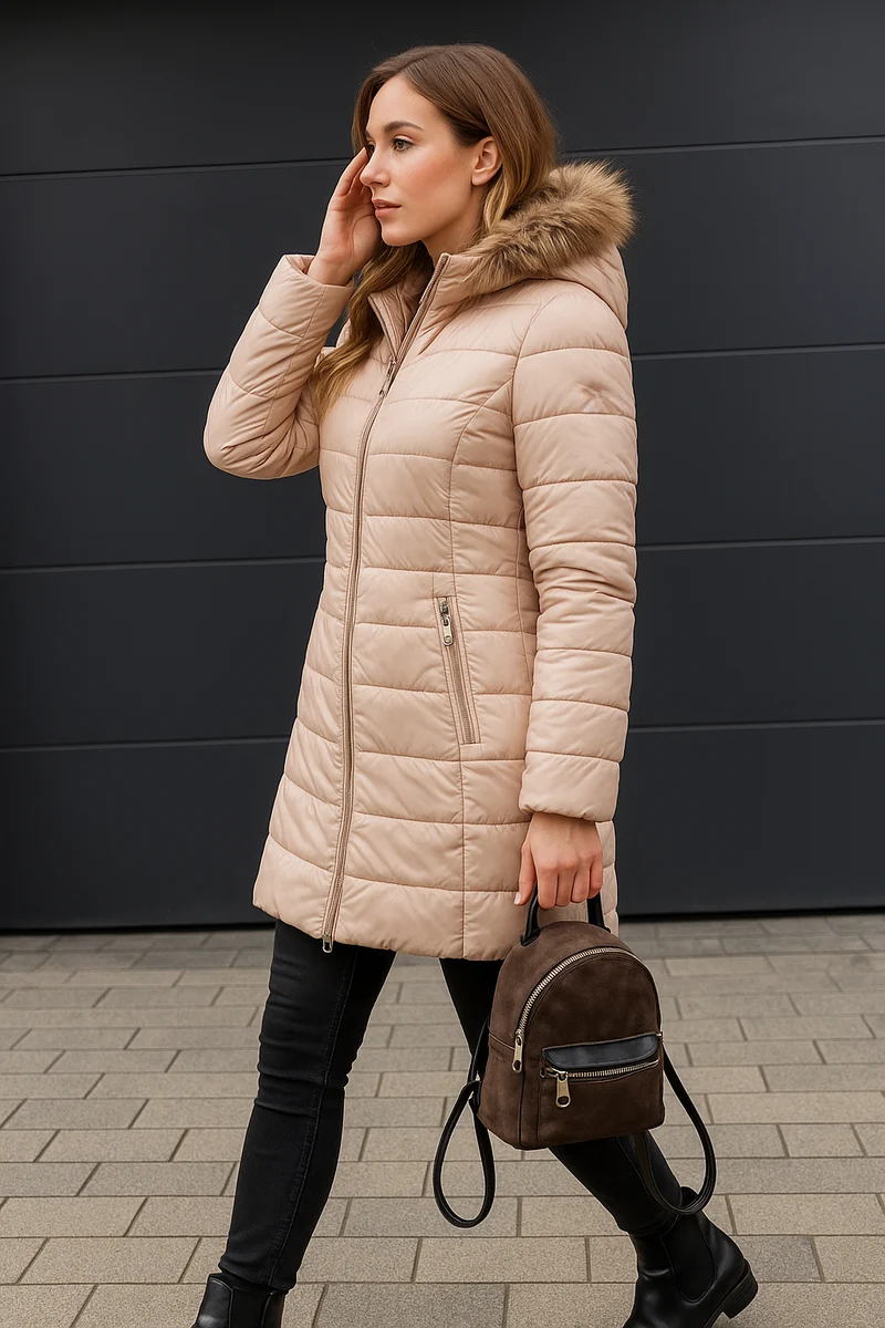 Dames Winterjas met Bontkraag – Warm & Stijlvol