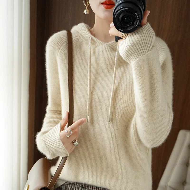 Dames Gebreide Hoodie met Lange Mouwen – Satino Elegant Casual