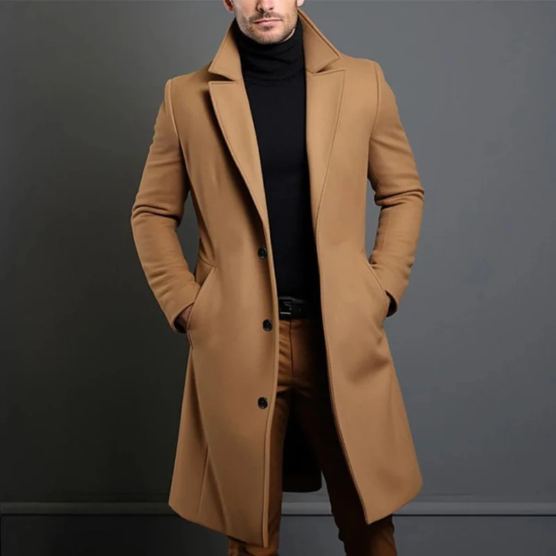 Lange Heren Winterjas – Luxe Wollook met Tijdloze Elegantiesnit