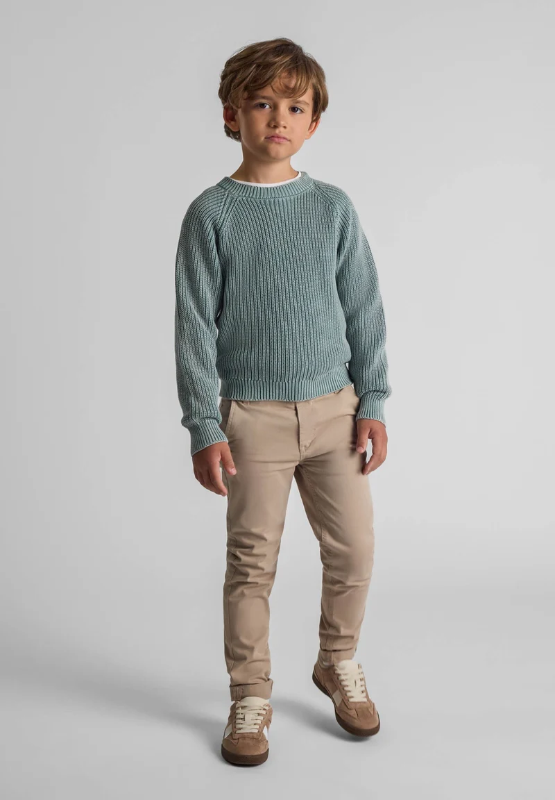 Boys' ribbed jumper in sage green