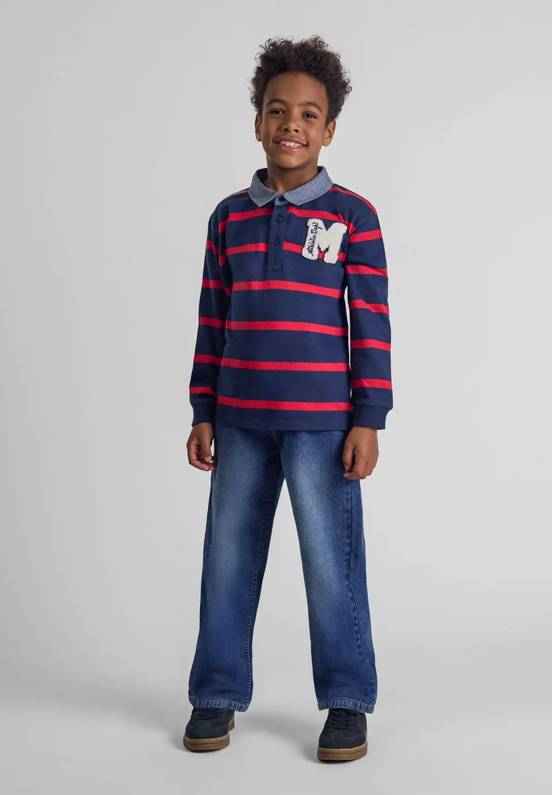 Boys' wide-leg jeans in dark blue
