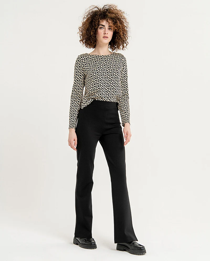 Surkana flare pants with side slits black