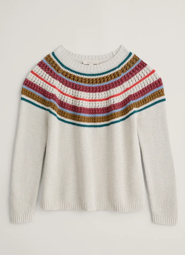 Seasalt Cornwall Shormer Jumper Serene Sea Ecru Multi