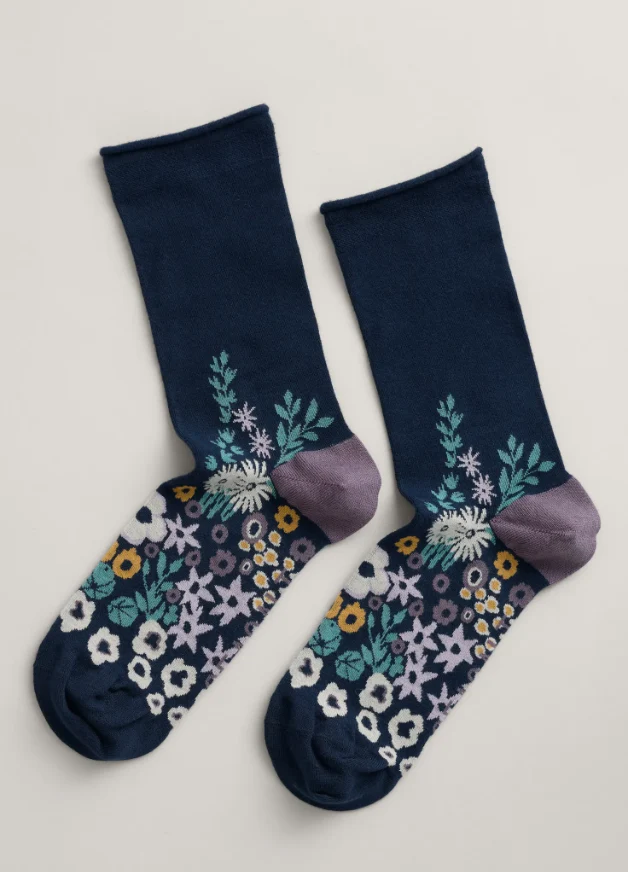 Seasalt Cornwall Bamboo Arty Socks Companion Border Maritime