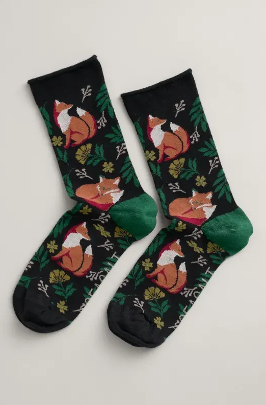 Seasalt Cornwall Bamboo Arty Socks Sleeping Foxes Inkwell