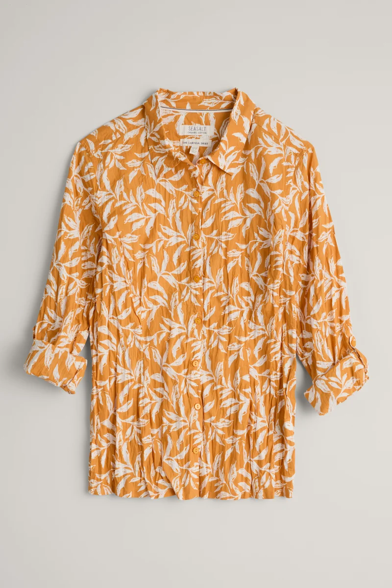 Seasalt Cornwall Larissa shirt smudged leaves spice