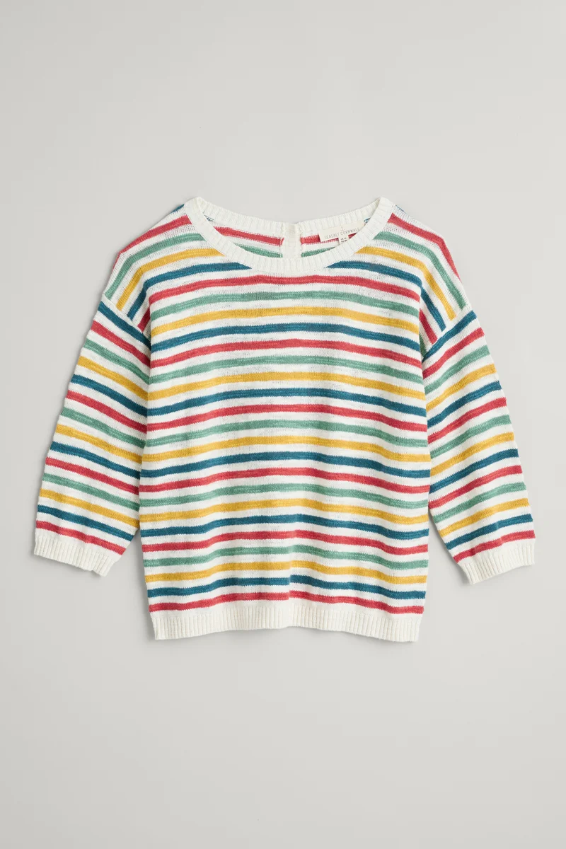 Seasalt Cornwall knavock jumper cornish ecru tomato multi