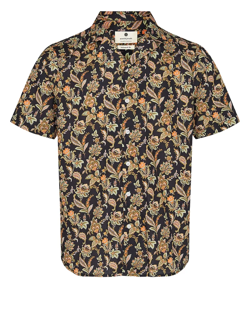Anerkjendt Shirt Akleo s/s Poplin AOP-GOTS - Olivine