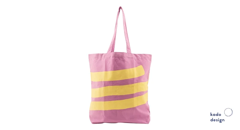 Kadodesign cotton bag Stripes Purple Yellow