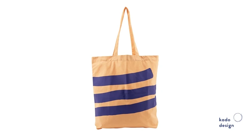 Kadodesign cotton bag Stripes Apricot Blue
