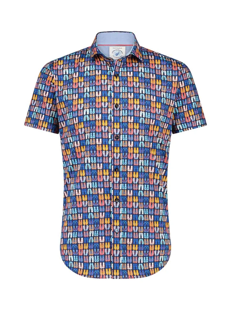 A Fish Named Fred shirt SS flip flops navy blue