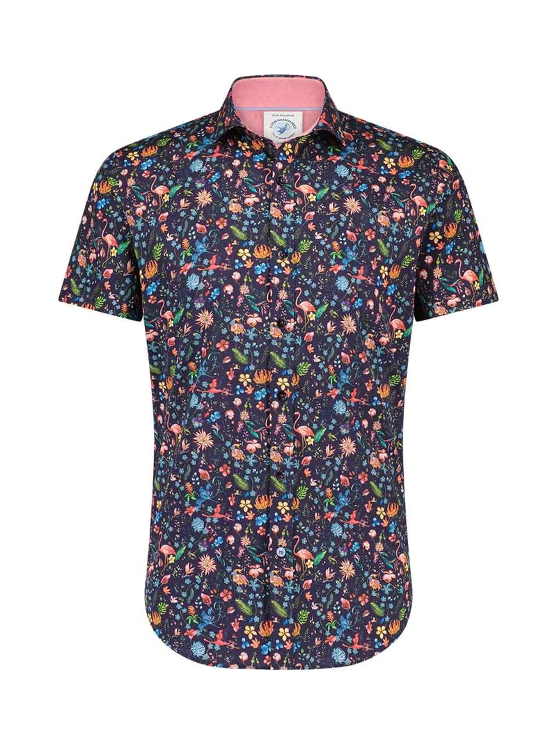 A Fish Named Fred shirt SS flamingo navy