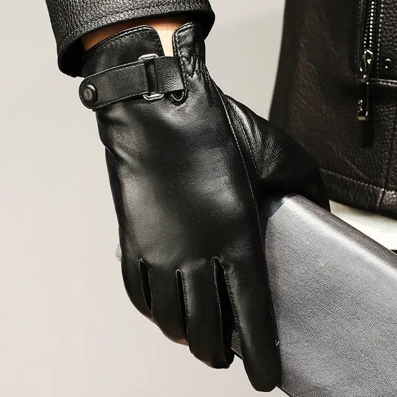 Herenhandschoenen Leer Met Fleece Voering