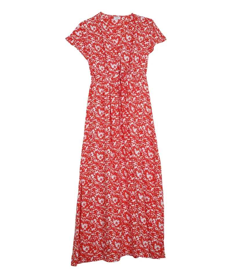 C'est beau la vie azur robe longue imprimee bicolore rouge