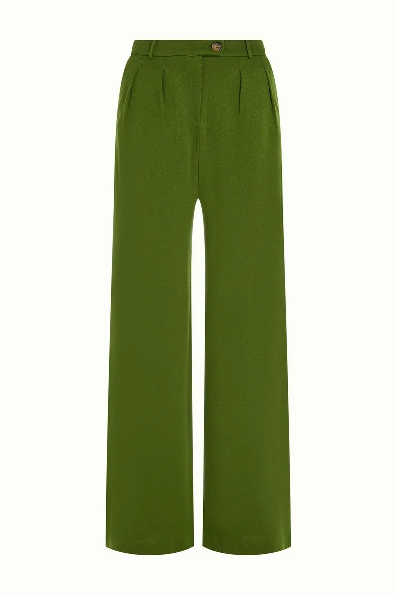 King Louie Fintan Pants Milano Crepe Olive Green