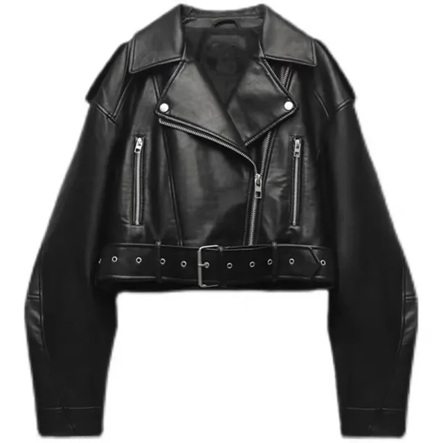 Natasha - Vintage Cropped Jas met Riempje | Stijlvol & Trendy