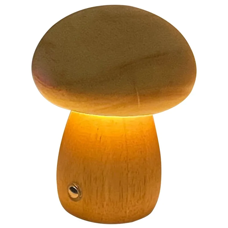Dimbaar LED-paddenstoelnachtlampje van hout met USB-oplading